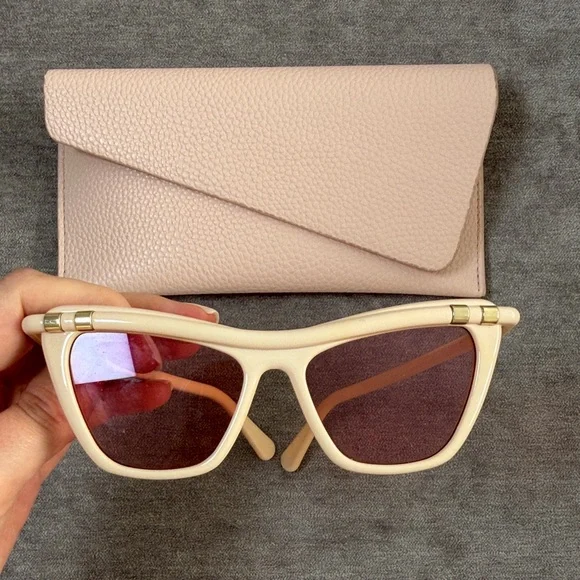 Zimmerman Cateye Cream Sunglasses with Pink Case - Picture 3 of 8